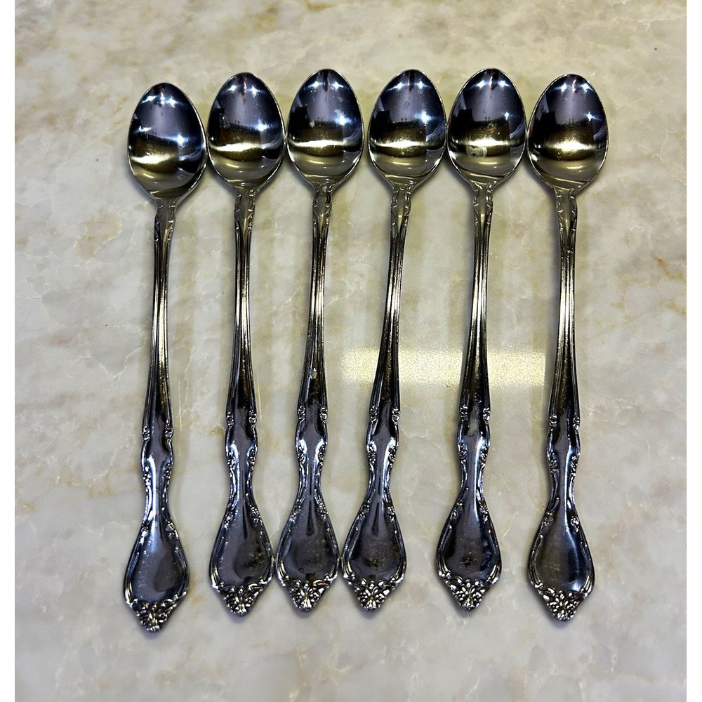 Lot of 6 Towle stainless Japan teaspoons in Winter Rose pati